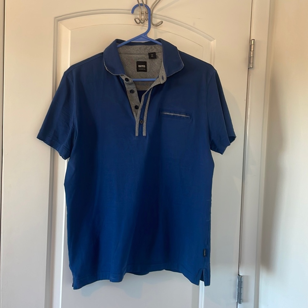 Mens blue Hugo Boss polo